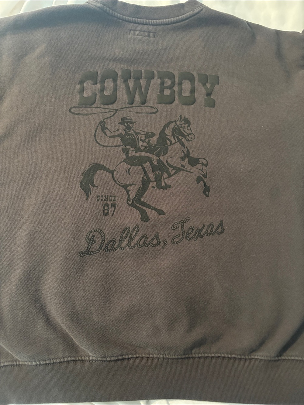 Aeropostale Vintage Texas Cowboy Essentials Crew Sweatshirt Grey Medium